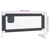 Toddler Safety Bed Rail Dark Grey 190x25 cm Fabric 10232