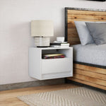 ZNTS Wall-mounted Bedside Cabinet with LED Lights White 852061