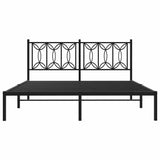 Metal Bed Frame without Mattress with Headboard Black 160x200cm 376131