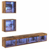TV Wall Units with LED with LED 5 pcs Old wood Engineered Wood 3403577