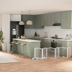 Dog Gate with Door Foldable 15 Panels White 750 cm Poplar Wood 3155593