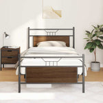 Bed Frame without Mattress Brown Oak 100x200 cm Engineered Wood 4106854