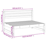 Garden Middle Sofa Grey 120x80 cm Solid Wood Pine 825704