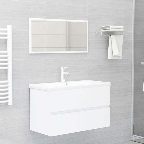 ZNTS 2 Piece Bathroom Furniture Set White Engineered Wood 804881
