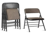 4 Pcs Folding Chairs, Black Patterned Fabric Upholstered Event Chairs, 18.1"18.9"29.9" Padded Seat 72952483