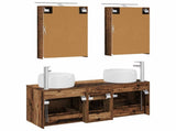 Bathroom Furniture Set 5 pcs Old Wood Engineered Wood and Glass 3407037
