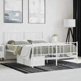 Metal Bed Frame without Mattress with Footboard White 120x190cm 352544