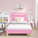 Children's Bed Frame with Headboard Pink 90 x 190 cm Fabric 42011222