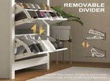 Slim Shoe Cabinet, Narrow Shoe Cupboard with 3 Flip Drawers, Adjustable Shelves for 18 Pairs of T3398P343312