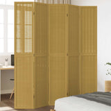 Room Divider 5 Panels Brown Solid Wood Paulownia 358824