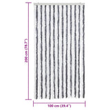 Fly Curtain Grey and White 100x200 cm Chenille 377369