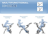 2-in-1 Folding Exercise Bike with 8-Level Magnetic Resistance, Arm Resistance Band, Pulse Sensor, T3398P349154