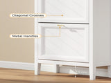 Shoe Cabinet with 3 Flip Drawers, Farmhouse Narrow Shoe Storage Cabinet with Adjustable Shelves, T3398P552568
