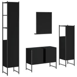 4 Piece Bathroom Cabinet Set Black Engineered Wood 3214359