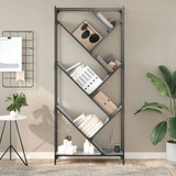 Bookcase Grey Sonoma 79x30x180 cm Engineered Wood and Metal 845434