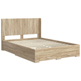 Bed Frame with Storage and Headboard Sonoma Oak Engineered Wood 3414127