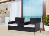 2-Seater Rattan Chair Set W/Middle Tea Table-Black T3398P313645