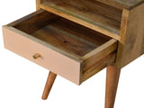 Solid Wood Mini Blush Hand Painted Bedside, 1 Drawer and Open Shelf, Beige B2743P402982