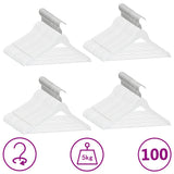 100 pcs Clothes Hanger Set Non-slip White Hardwood 289916