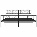 Metal Bed Frame without Mattress with Footboard Black 183x213cm 372202