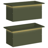 Garden Planter with LED 2 pcs Olive Green 30 x 60 x 30 cm Steel 8008091