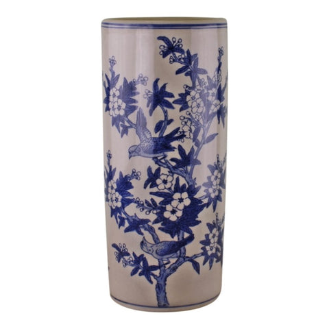 Umbrella Stand, Vintage Blue & White Bird Design MB013