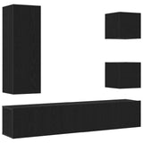 TV Cabinet Set Wall-mounted 6 pcs Black oak 160 x 30 x 30.5 cm 3393430