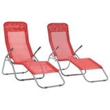 Folding Sun Loungers 2 pcs Textilene Red 44339