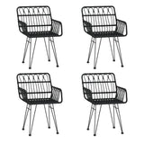 5 Piece Garden Dining Set Black Poly Rattan 3157869