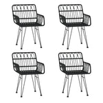 5 Piece Garden Dining Set Black Poly Rattan 3157869