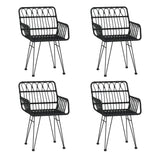 5 Piece Garden Dining Set Black Poly Rattan 3157869