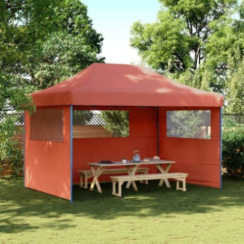 Foldable Party Tent Pop-Up with 3 Sidewalls Terracotta 4005021
