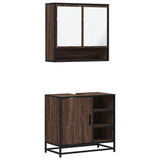 ZNTS 2 Piece Bathroom Furniture Set Brown Oak Engineered Wood 3300939