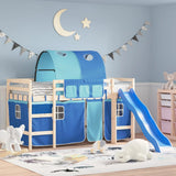 Curtains for Loft Bed with Tunnel Blue Polyester 835917