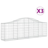 Arched Gabion Baskets 3 pcs 200x30x60/80 cm Galvanised Iron 3145389