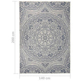 Outdoor Flatweave Rug 140x200 cm Blue Pattern 340831