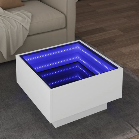 ZNTS Coffee Table with LED White 50x50x30 cm Engineered Wood 847504