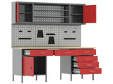 Work Cabinet with Drawer 8 pcs Red Engineered Wood and Steel 3321467