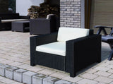 Single Seater Rattan Chair Sofa with 10 cm Thick Padded Cushion, All-Weather PE Wicker Weave Garden T3398P314708