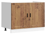 Sink Base Cabinet with Door Porto 2 pcs Brown Engineered wood 3315029