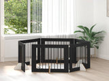 Foldable Dog Gate with Stands 6 pcs Black Oak 482 cm 892085