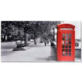 Coffee Table with Telephone Booth Printing Glass Top 241176