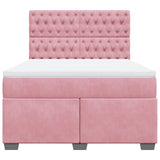 Box Spring Bed with Mattress Pink 140x190 cm Velvet 3290917