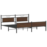 Metal Bed Frame without Mattress Brown Oak 193x201 cm 3325138