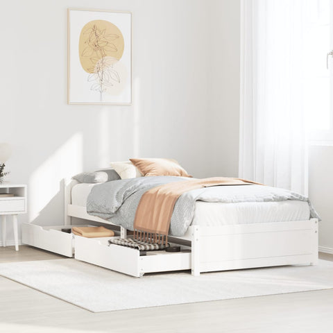 ZNTS Bed Frame without Mattress White 90x200 cm Solid Wood Pine 3301683