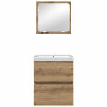 Bathroom Furniture Set with Drawer 3 pcs Black oak and White 3393511