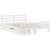 Bed Frame without Mattress White 135x190 cm Double Solid Wood Pine 3301601
