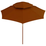 Double Decker Parasol with Wooden Pole Terracotta 270 cm 313765