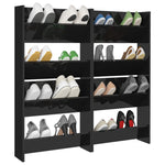 Wall Shoe Cabinets 4 pcs High Gloss Black 60x18x60 cm Engineered Wood 806737