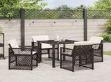 Garden Dining Set 5 pcs Brown Poly Rattan 3380629